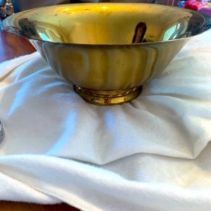 Towel Laquered Brass 10” Bowl. Some tarnish on inside